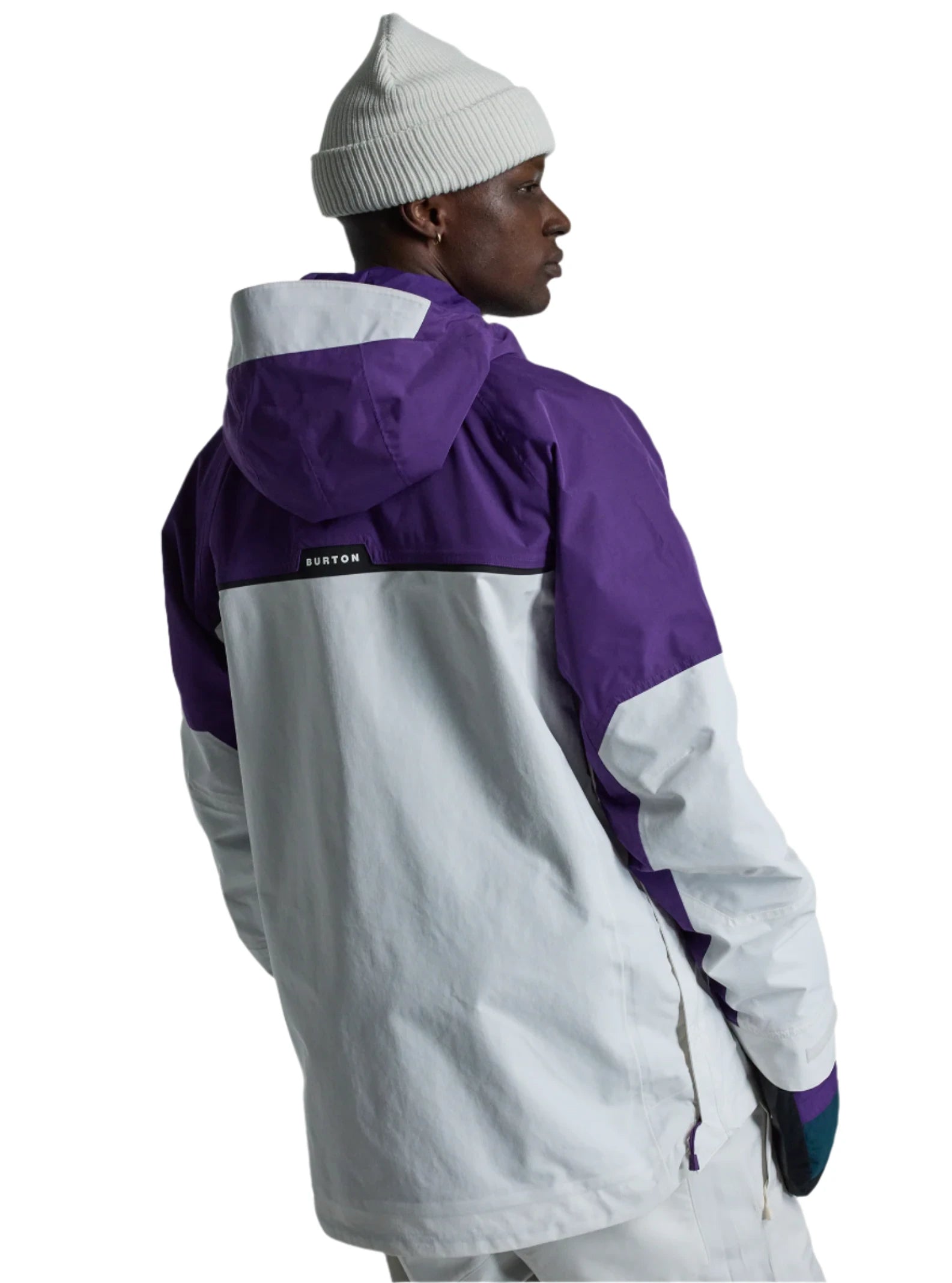 Burton Frostner 2L Anorak Jacket 2025 - A purple and white jacket with a hood, featuring a zippered front and two pockets on either side.