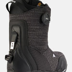 Burton Women's Ritual Step On Snowboard Boots 2025 - Black snowboard boots with a textured pattern on the upper material and white lettering on the heel.
