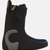Burton Women's Ritual Step On Snowboard Boots 2025 - Black snowboard boots with a blue logo on the side and a white strap across the top.