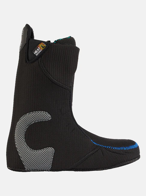 Burton Women's Ritual Step On Snowboard Boots 2025 - Black snowboard boots with a blue logo on the side and a white strap across the top.