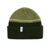 Coal Frena Low Profile Beanie 2025 - A green beanie with a white stripe near the top.