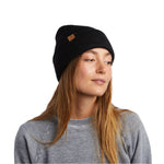 Coal Women's Pearl Fuzzy Knit Beanie - A black beanie with a fuzzy texture and a small brown tag on the front.