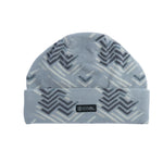 Coal New Jack Fleece Beanie 2025 - A light blue beanie with a geometric pattern of dark gray and cream lines.