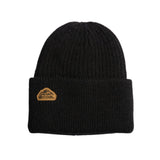 Coal Coleville Low Profile Beanie 2025 - A black beanie with a brown logo featuring a mountain and the word "COAL" on the front cuff.