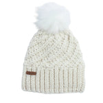 Coal Women's Maizy Tall Pom Beanie - A cream-colored beanie with a tall, fluffy white pom-pom on top.