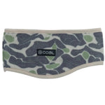 Coal New Jack Ear Warmer 2025 - A gray ear warmer with a green and white abstract pattern, featuring a black label with "COAL" in white letters.