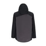 Obermeyer Foraker Shell Jacket 2025 - A black jacket with a hood, featuring a diagonal zip and two zippered pockets on the front.