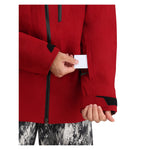 Obermeyer Foraker Shell Jacket - A red jacket with black zippers and a black zipper pull on the chest pocket.