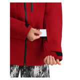 Obermeyer Foraker Shell Jacket - A red jacket with black zippers and a black zipper pull on the chest pocket.