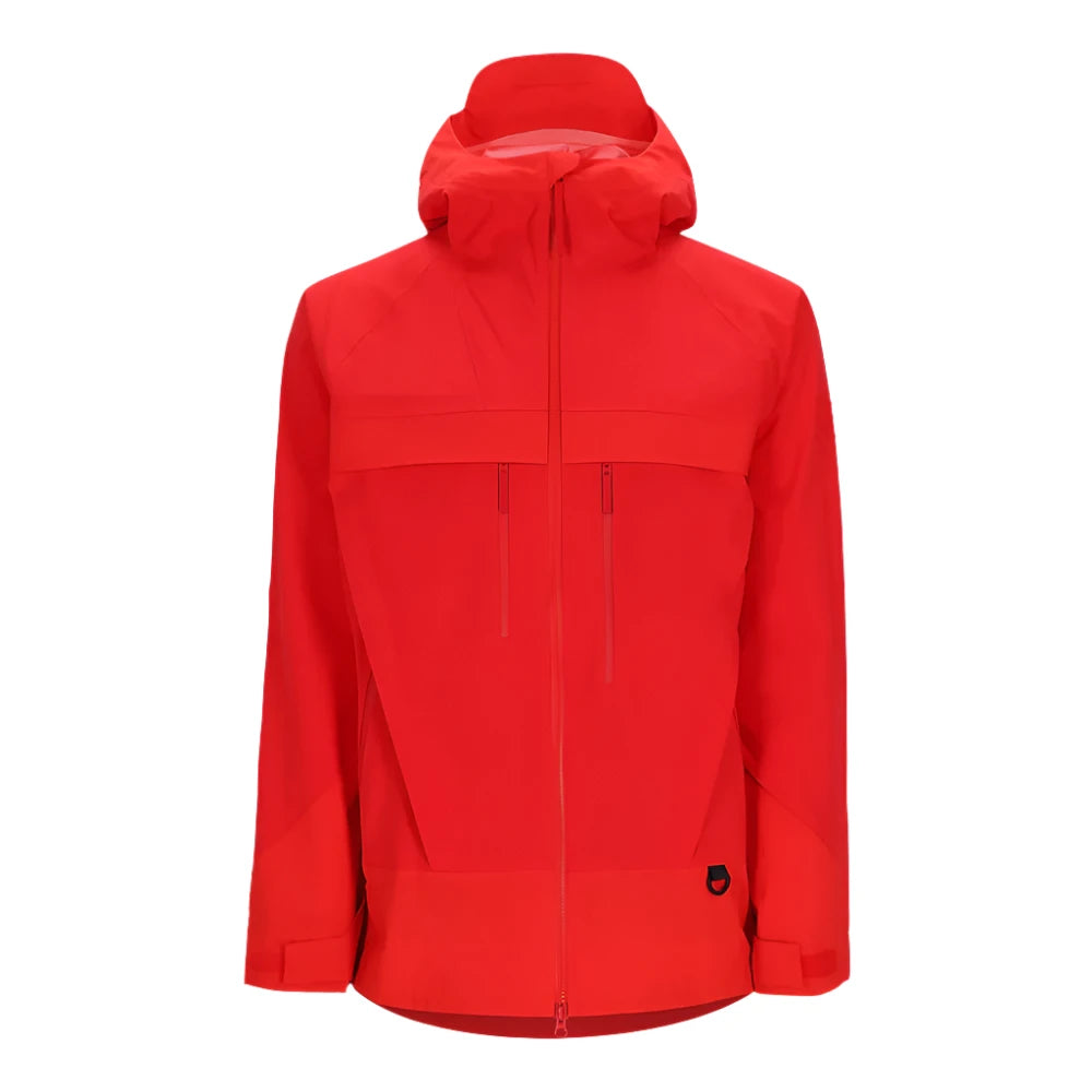 Obermeyer Steibis Jacket 2025 - A bright red, hooded jacket with a zippered front and two chest pockets.