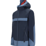 Obermeyer Steibis Jacket 2025 - A navy blue jacket with a light blue stripe across the chest and a hood.