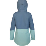 Boulder Gear Women's Jane Insulated Jacket 2024 - A blue and white jacket with a hood, featuring a zipper closure at the front.