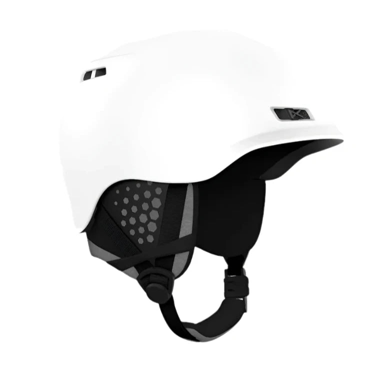 Anon Rodan MIPS Helmet 2025 - White helmet with black straps and a gray logo on the side.