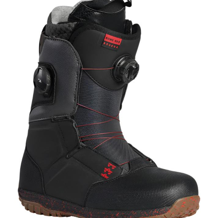BODEGA BOA W BOOT 2022 - Black snowboard boots with red accents and a black BOA dial on the side.