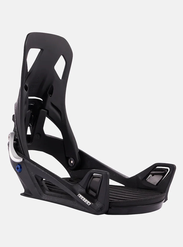Burton Step On X Snowboard Bindings 2025 - Black bindings with silver buckles and a blue logo on the left side.