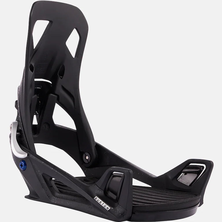 Burton Step On X Snowboard Bindings 2025 - Black bindings with silver buckles and a blue logo on the left side.
