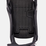 Burton Step On X Snowboard Bindings 2025 - A black snowboard binding with a textured pattern on the baseplate and silver buckles.