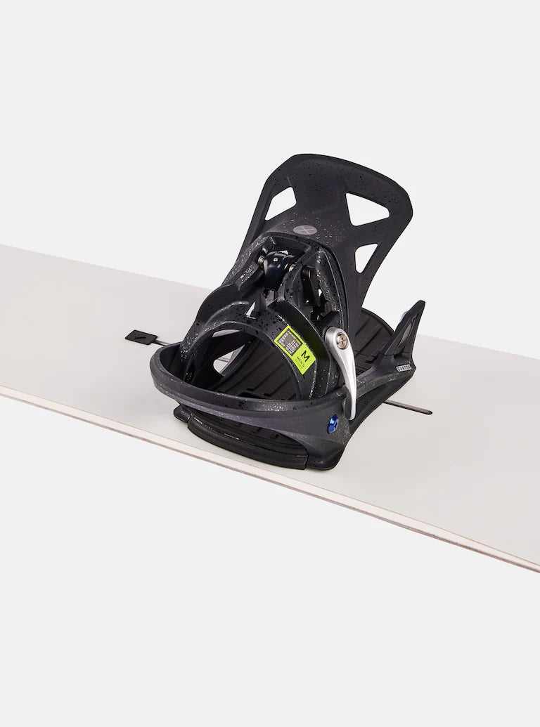 Burton Step On X Snowboard Bindings 2025 - Black bindings with silver buckles and straps on a white background.