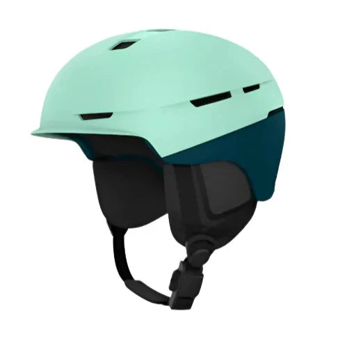 Anon Merak Wavecel Helmet 2025 - A mint green helmet with a dark blue visor and black chin strap.