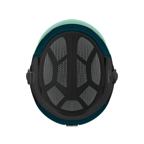 Anon Merak Wavecel Helmet 2025 - Black helmet with a light blue stripe on top and dark gray vents.