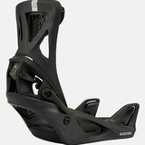 Burton Women's Escapade Step On Snowboard Bindings 2025 - A black snowboard binding with a white logo on top and silver buckles.