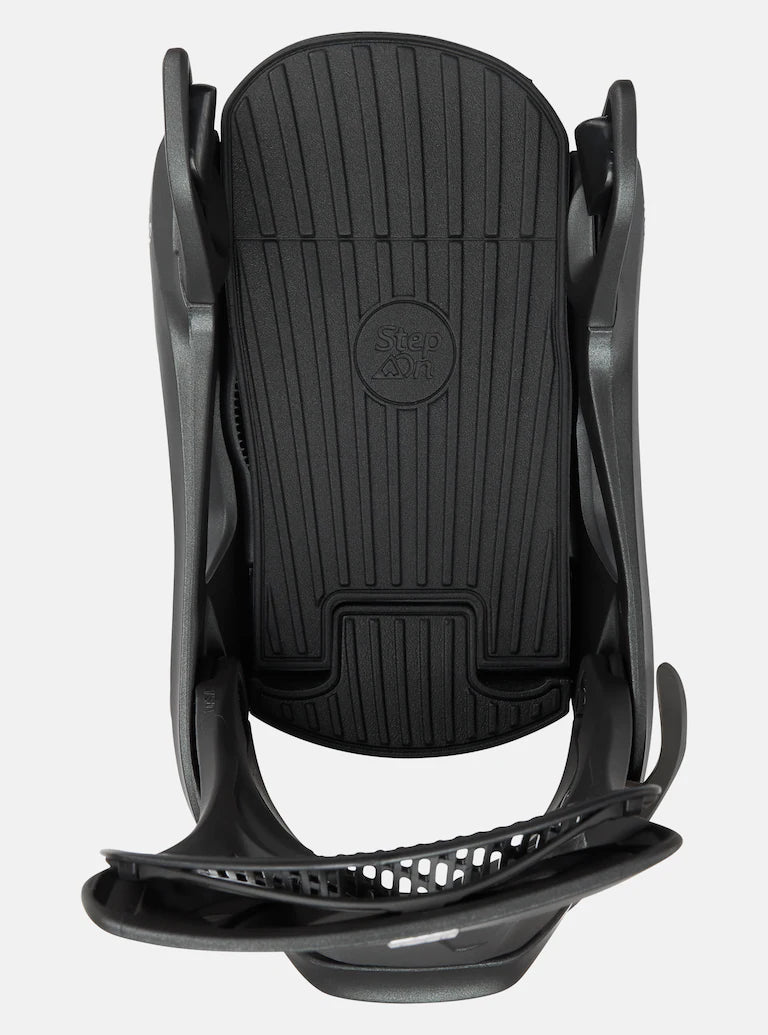 Burton Women's Escapade Step On Snowboard Bindings - 2025 model with a sleek black design and silver hardware accents.