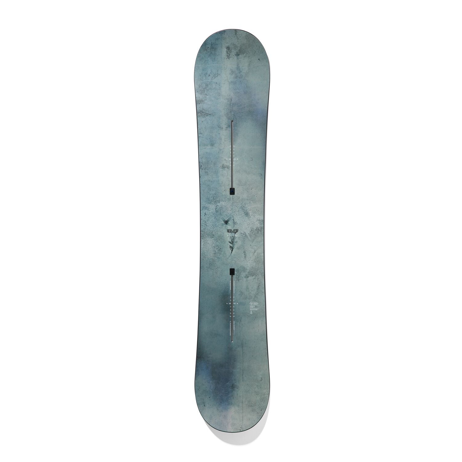 Burton Blossom Snowboard 2025 - A light blue snowboard with a subtle white pattern and black binding mounts.