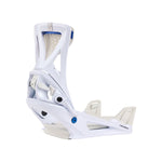 Burton Genesis Step On Snowboard Bindings 2025 - White bindings with blue accents and a textured strap.