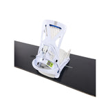 Burton Genesis Step On Snowboard Bindings 2025 - White bindings with blue accents on a black background.