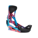 Burton Genesis Step On Snowboard Bindings 2025 - A pair of snowboard bindings with a predominantly black base and silver buckles.