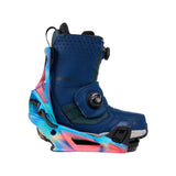 Burton Genesis Step On Snowboard Bindings 2025 - A pair of blue snowboard bindings with black buckles and straps, featuring a sleek design with silver accents on the baseplate.