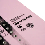 Whitespace AMF Park Twin Limited Edition Snowboard 2024 - A limited edition snowboard with a sleek design and unique color scheme, featuring a distinctive logo on its top surface.