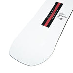 Whitespace AMF Park Twin Snowboard 2024 - A white snowboard with a red stripe down the middle and silver screws.