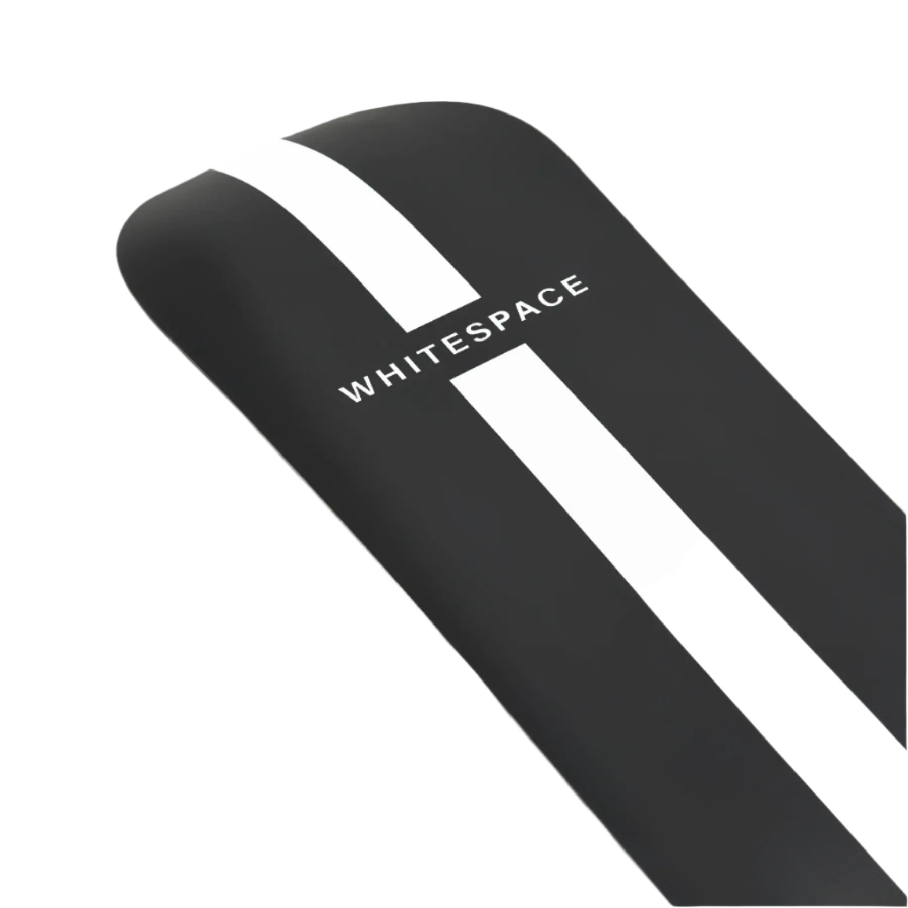 Whitespace AMF Park Twin Limited Edition Snowboard 2024 - A black snowboard with a white stripe down the middle and "AMF" written in white on the top of the board.