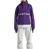 Burton Women's Frosnter Anorak Jacket 2025 - A purple jacket with a hood and white lettering that reads "BURTON" across the front.
