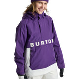 Burton Women's Frosnter Anorak Jacket 2025 - A purple jacket with a hood and white lettering on the front.