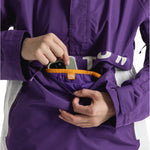 Burton Women's Frosnter Anorak Jacket 2025 - A purple jacket with a white logo on the left chest and a zipper closure.