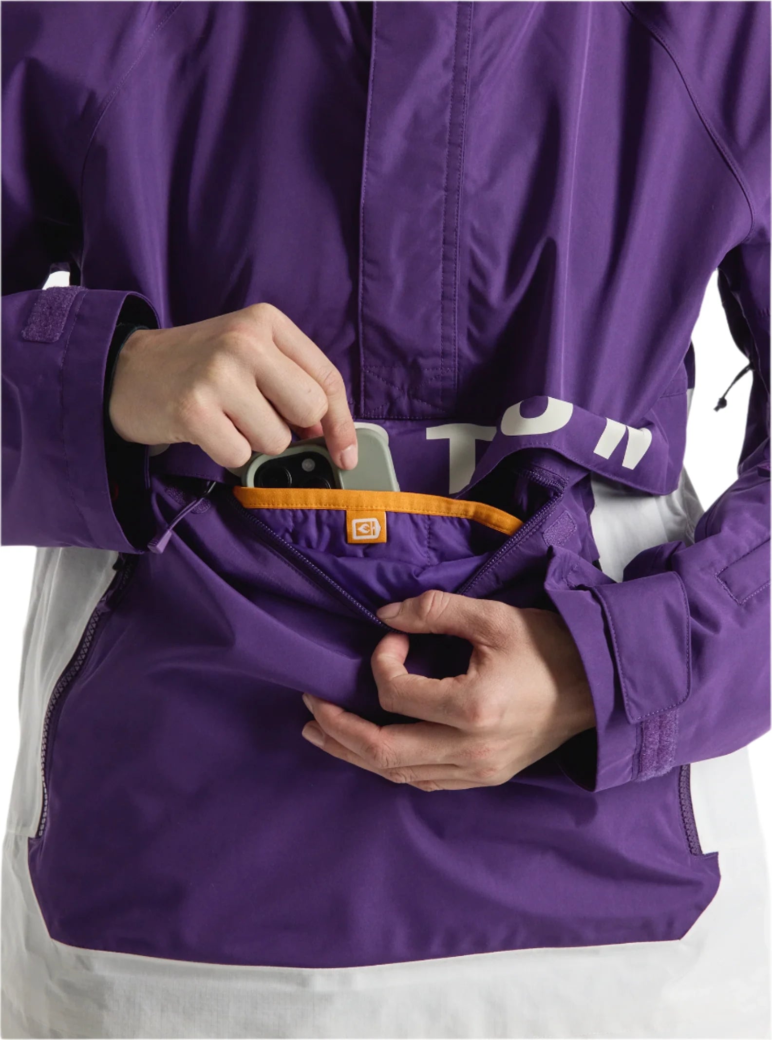 Burton Women's Frosnter Anorak Jacket 2025 - A purple jacket with a white logo on the left chest and a zipper closure.