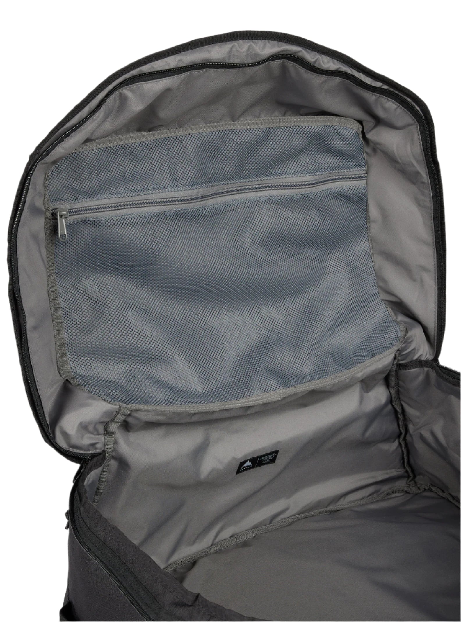 Burton Gig 70L Duffel Bag - A large, dark-colored duffel bag with a zippered top and two smaller pockets on the front.