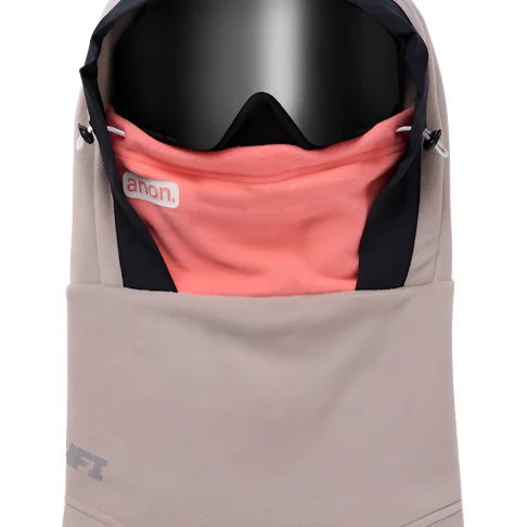 Anon MFI Fleece Helmet Hood - A tan fleece hood with a black zipper and white pull tab.