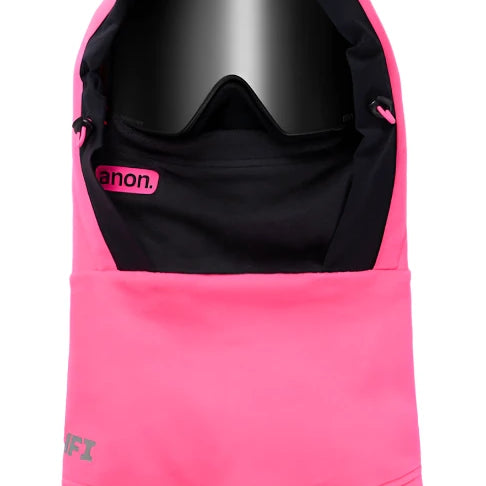 Anon MFI Fleece Helmet Hood 2025 - A black fleece hood with a pink logo on the left side.