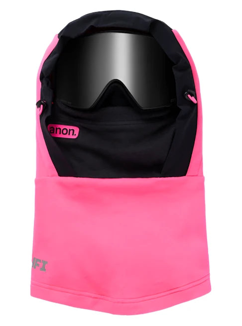 Anon MFI Fleece Helmet Hood 2025 - A black fleece hood with a pink logo on the left side.