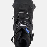 Burton Junior's Step On Snowboard Boot 2025 - Black snowboard boot with white stitching and a blue logo on the tongue.
