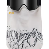 Anon MFI Lightweight Neckwarmer 2025 - A white neck warmer with a black line drawing of mountains and clouds on it.