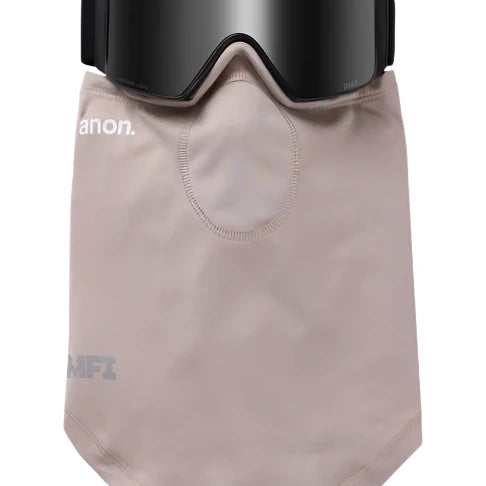 Anon MFI Lightweight Neckwarmer 2025 - A tan neck warmer with a small, round logo on the left side and a white "anon." label above it.