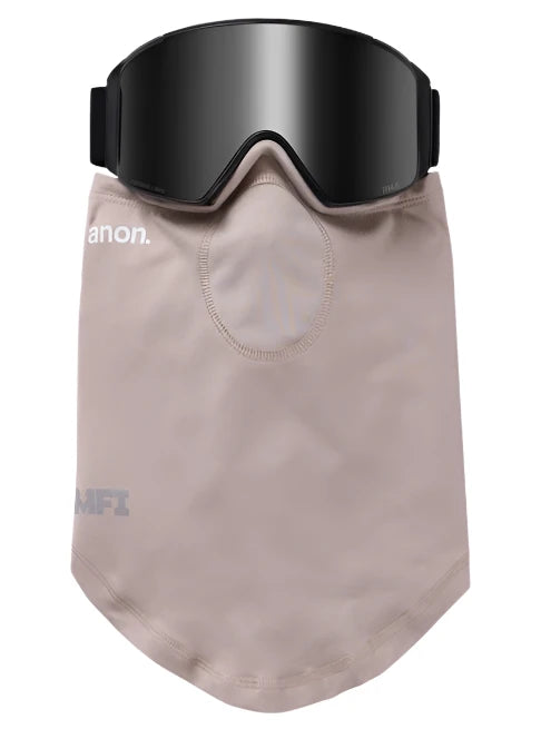 Anon MFI Lightweight Neckwarmer 2025 - A tan neck warmer with a small, round logo on the left side and a white "anon." label above it.