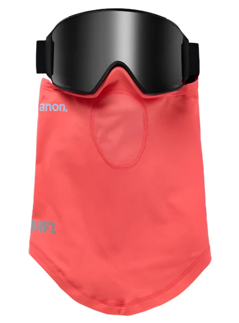 Anon MFI Lightweight Neckwarmer 2025 - A coral-colored neck warmer with a black strap on each side.