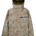 Burton Covert 2.0 2L Insulated Jacket 2025 - A tan jacket with a white and green snowflake pattern, featuring a hood and two chest pockets.