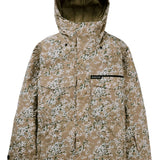 Burton Covert 2.0 2L Insulated Jacket 2025 - A tan jacket with a white and green snowflake pattern, featuring a hood and two chest pockets.