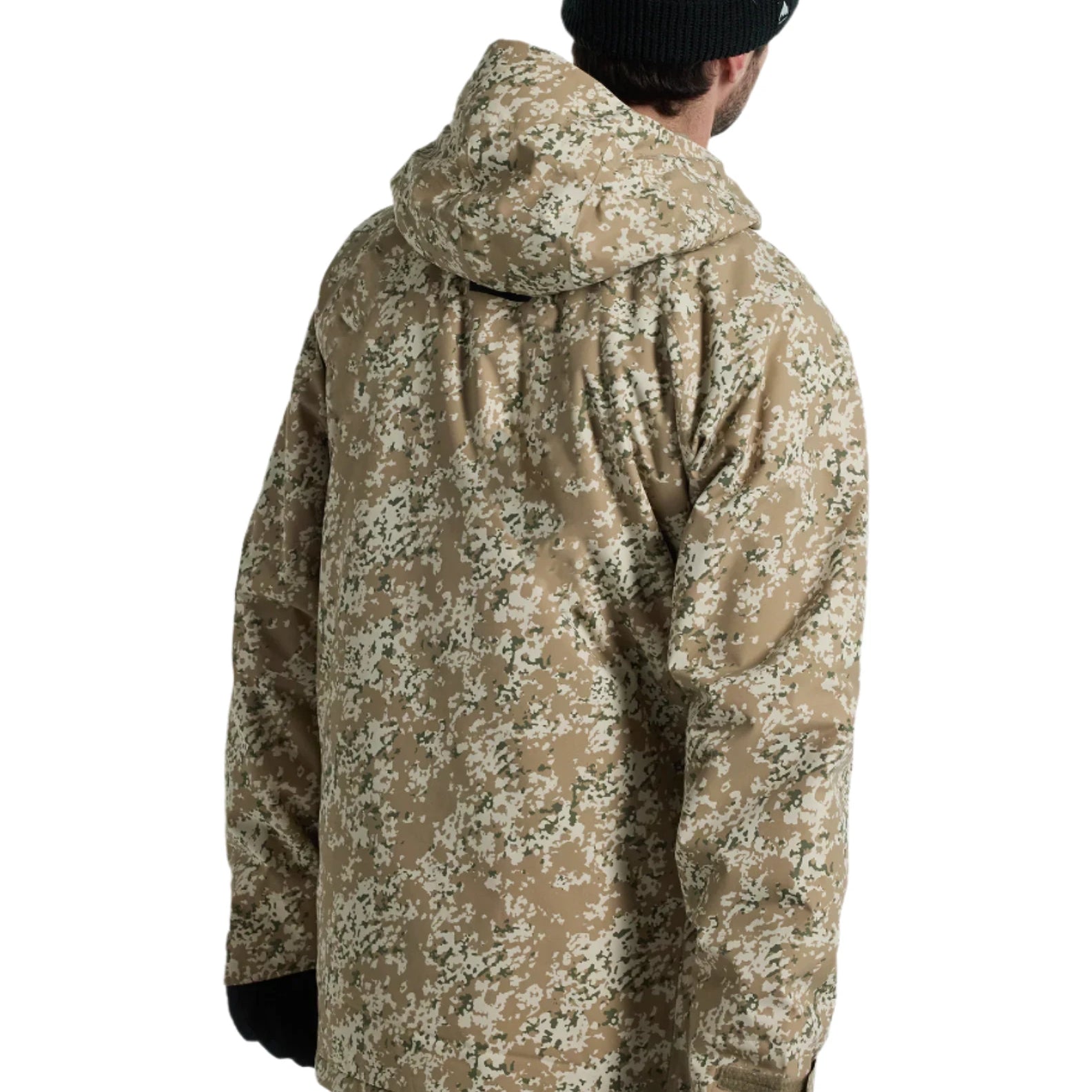 Burton Covert 2.0 2L Insulated Jacket 2025 - A tan jacket with a green and white pixelated pattern, worn by a model facing away from the camera.
